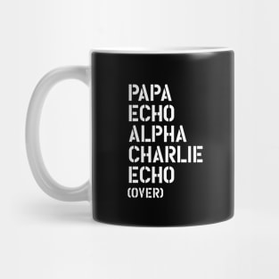 PEACE - Military alphabet - peace mission (white) Mug